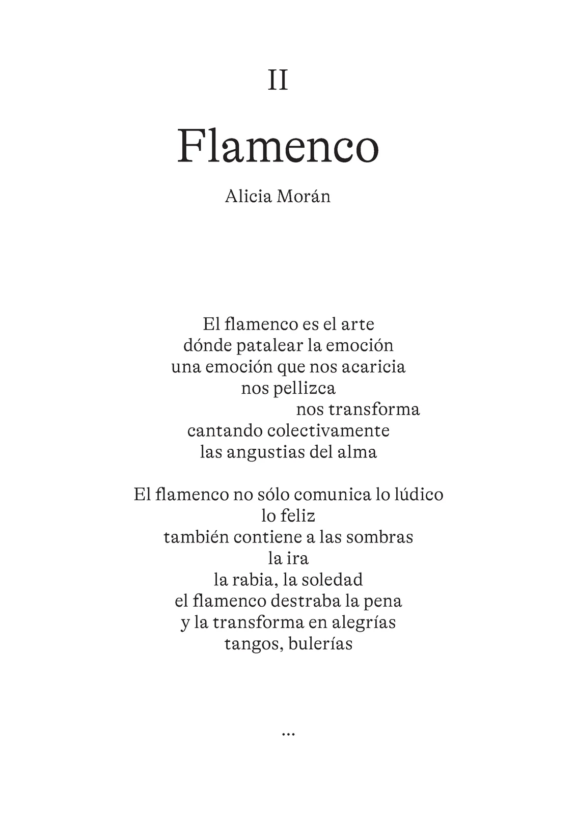 II. Flamenco, a poem by Alicia Morán